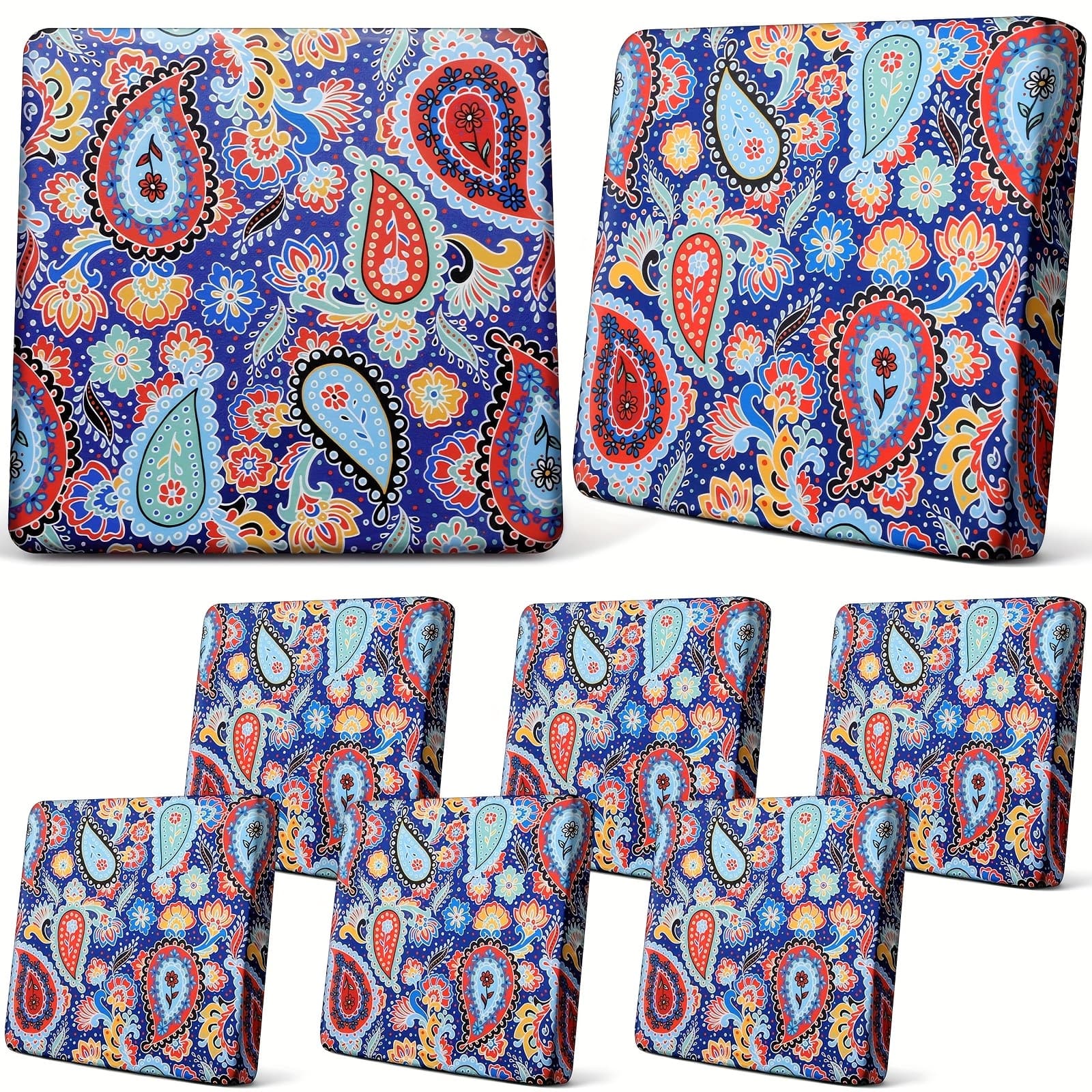 TEMU 8pcs Patio Stretch Sofa Cushion Cover Outdoor Cushion Cover Replacement Patio Furniture Cushions Couch Slipcovers Chair Seat Cover Soft Flexibility Protector(, Waterproof Paisley)