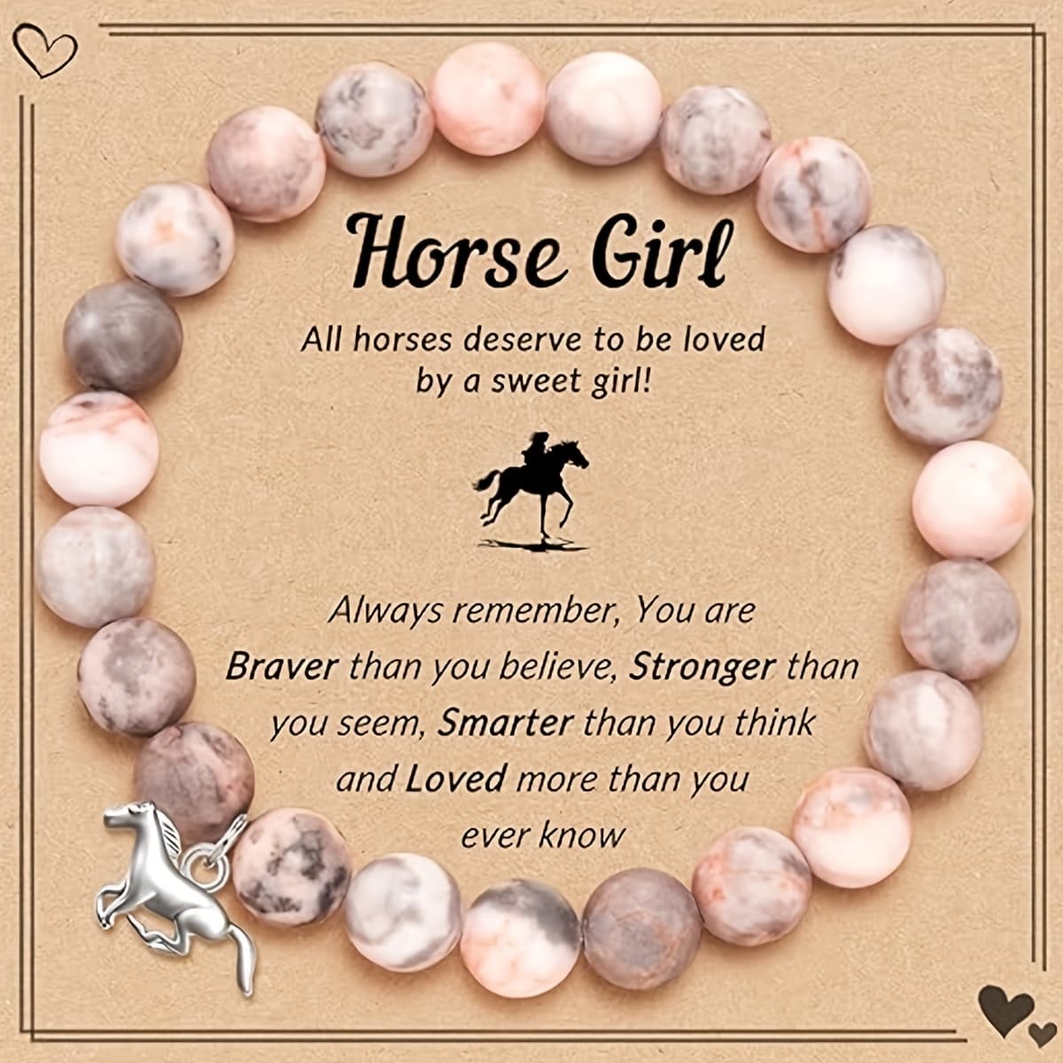 TEMU Horse Gifts For Women - Horse Bracelets, Horse Supplies For Horse And Trainers, Horse Gifts, Gifts For With Positive Quotes Cards, Anniversary Horse Jewellery Gifts For Graduation Day