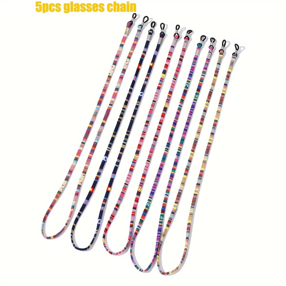 TEMU 5pcs Of Bohemian Style Multicolored Glasses Straps, Non-slip Glasses Chains, Hanging Cords For Reading Glasses, Colorful Eyewear Chains