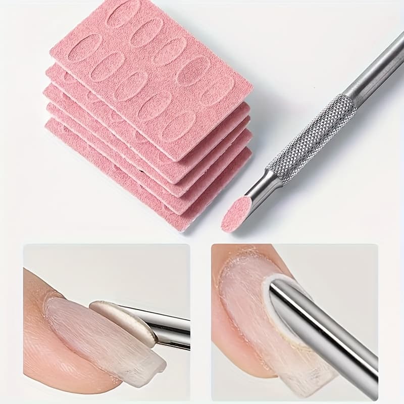 TEMU 6pcs Complete Nail Care Set: Includes Self-adhesive Keratinum And Sandpaper For Smooth Nail Preparation - Rounded Pink Sandpaper, Ideal For Trimming And Polishing Nails, Nail Tools
