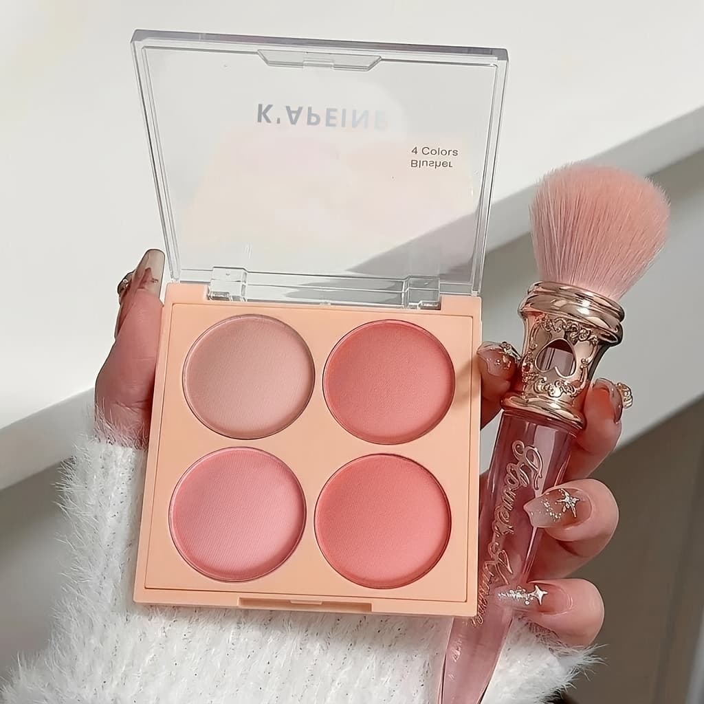 TEMU K'apeine Blush Palette, Matte Natural Pink Blusher Powder, Long Lasting Nude Peach Cheek Makeup For Face Contour And