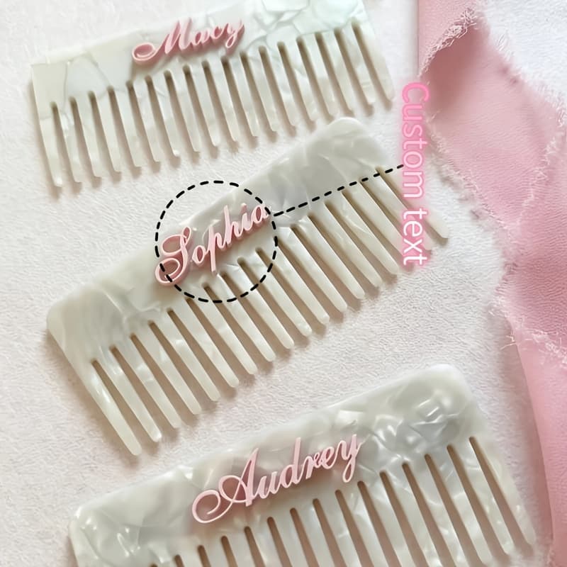 TEMU 1pc Custom Personalized Elegant Women's Vintage Acetate Comb With Custom Acrylic Name - Medium Plastic Hair Comb For Normal Hair, Durable Gift For Bridesmaids, Bride, Mother, (birthday, Wedding)