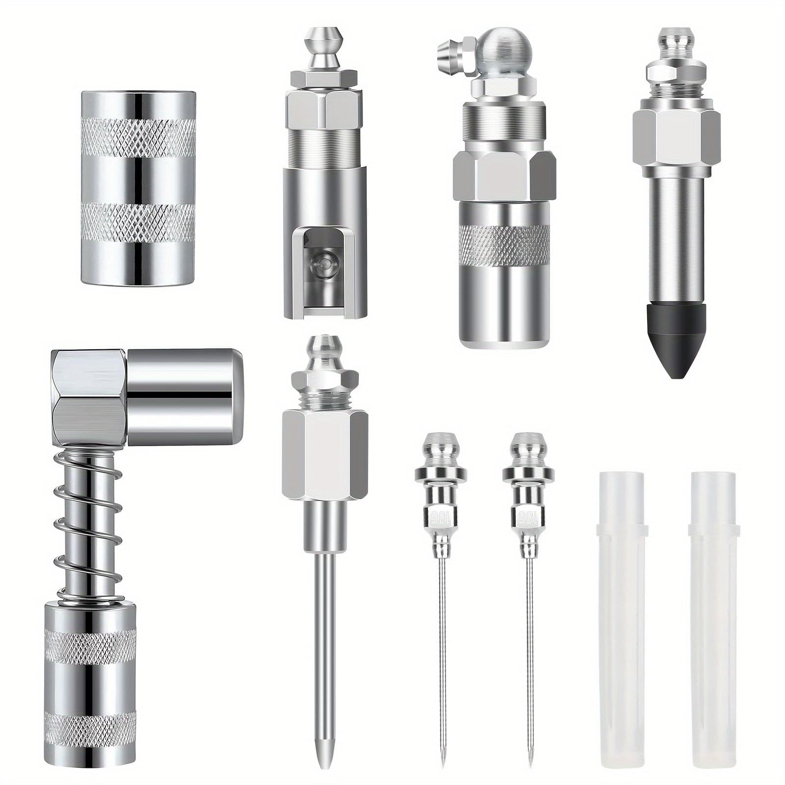 TEMU 8pcs Grease Gun Needle Accessory Kit, Grease Needle Nozzle, Grease Injector Fitting, Grease Needle Dispenser, For Automotive & Marine Maintenance