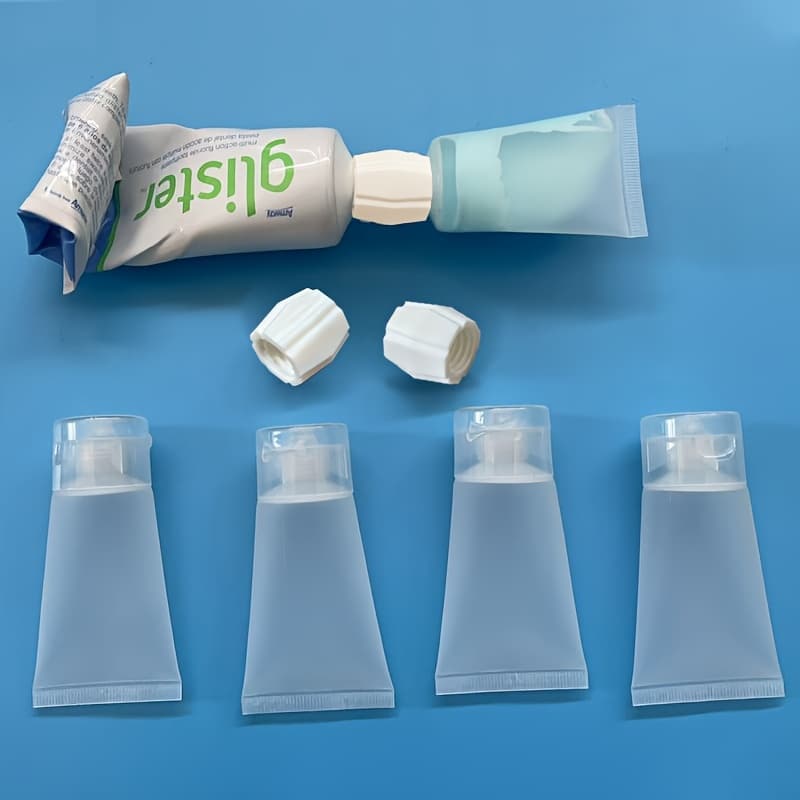 TEMU 6pcs 1.01oz Travel Bottles With Adapters - Leak-proof Refillable Containers For Toiletries, Cosmetics & Skincare - Durable Plastic, For Travel, Gym, Daily Use