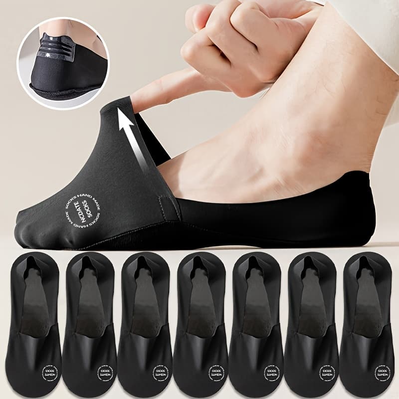 TEMU 7 Pairs Of Summer Men's Thin Letter Ncdate Comfortable Breathable No-show Socks With Non-slip Towel Bottom - Perfect For Casual Wear, Outdoor Activities, And Gifts For Family & (black)