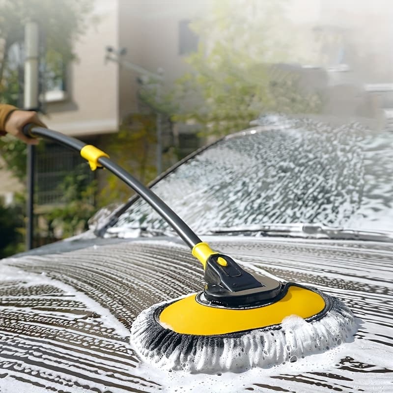 TEMU 1pc, Special Mop Curved Rod Wash Brush Does Not Damage Paint Washing Tool Complete Set Of Vehicle-mounted Wash Mop