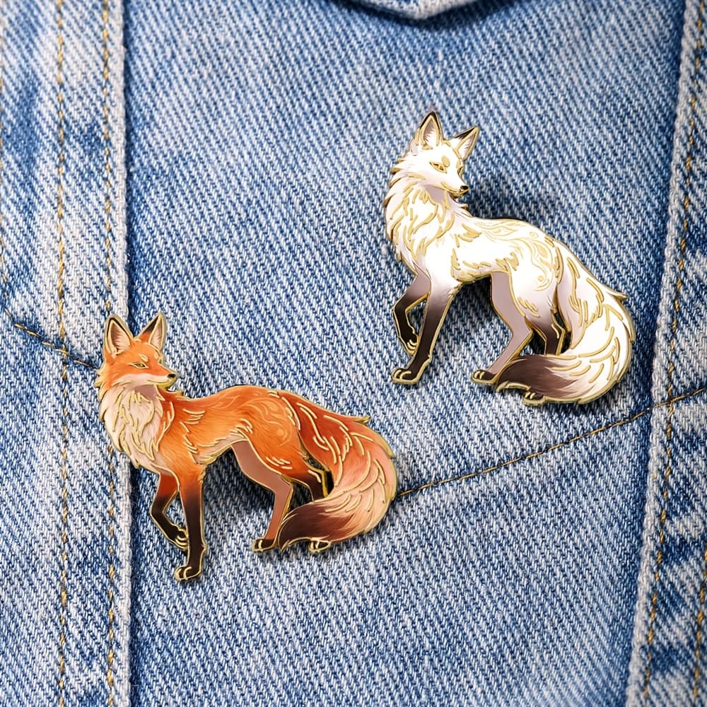 TEMU 2pcs/set Art Fox Enamel Brooch Pin Fashion Decorative Brooches Ornaments Lapel Bag Badges Jewelry Gifts