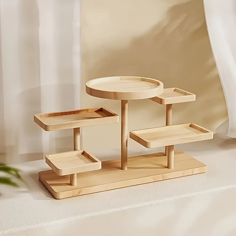 TEMU Multi-tier Wooden Rack. Durable, Space-saving Design. Perfect For Organizing Cosmetics, Jewelry & Decor. Ideal For Desks, Living Areas. Christmas Centerpiece, Standing Shelf, Standing Shelf