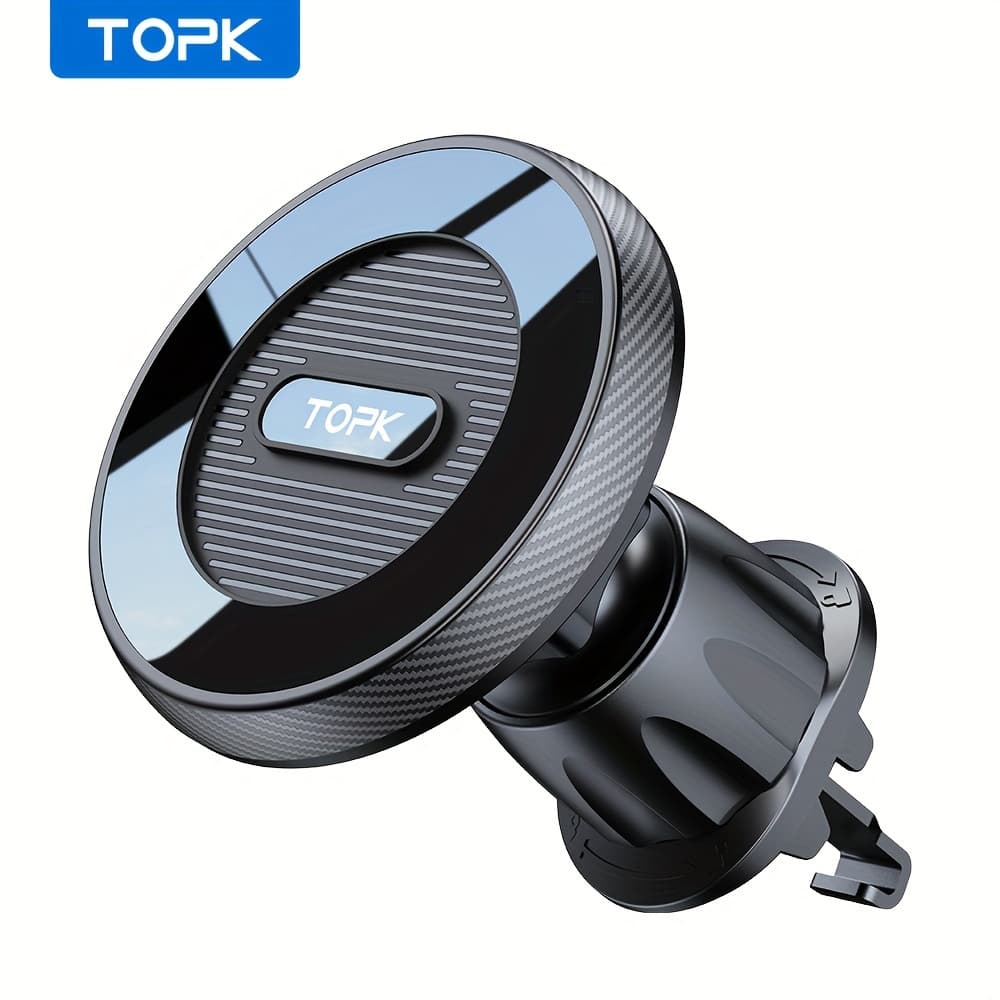 TEMU Topk Magnetic Car Phone Mount For, Powerful Support Single-hand Operation Metal Hook Magnetic Car Phone Holder Compatible With Iphone 15 14 13 12 Pro