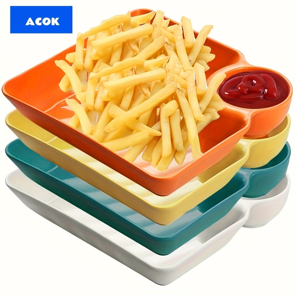 TEMU 4pcs Colorful Serving Plate Suit- Durable Pp, Bpa-free Snack, Sushi And Appetizer Plates With Dipping Sauce Plates- Perfect For Charcuterie, Desserts And Holiday Parties Christmas Essentials