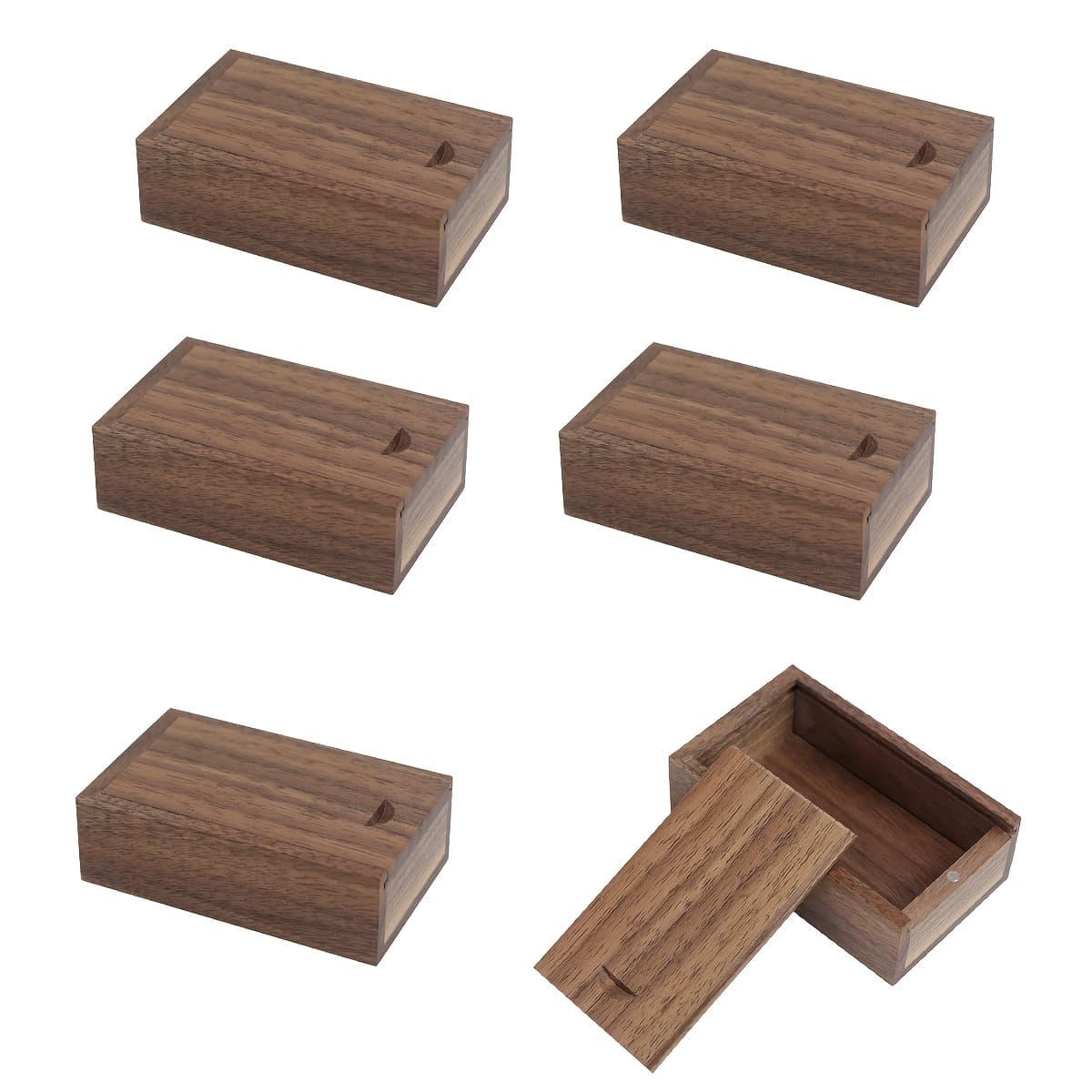 TEMU Set Of 6 Small Walnut Pull-out Jewelry Boxes With A Vintage High-end