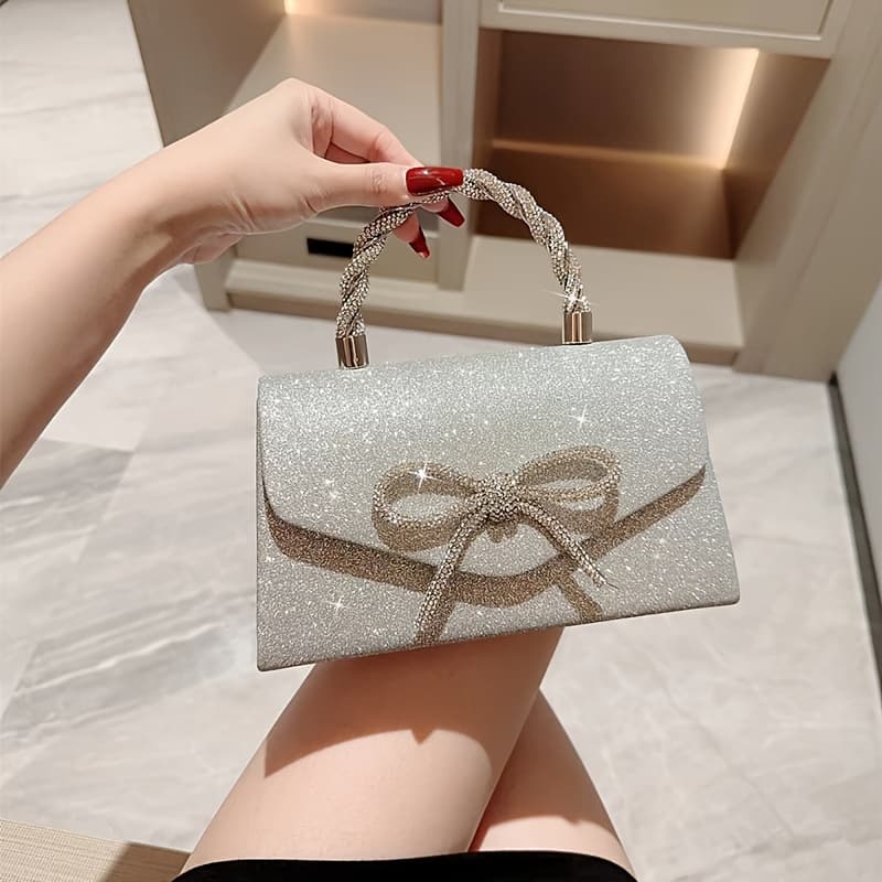 TEMU New High-end Banquet Bag Dress Versatile European And American Clutch Bag Crossbody Celebrity Fashion Diamond-encrusted Knot Bag Gift, Very Suitable For Weddings, Conferences, Banquets, Parties