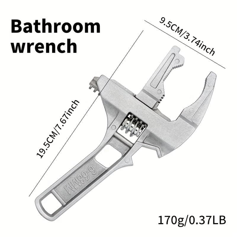 TEMU [] Heavy-duty Adjustable Bathroom Plumbing Wrench - Cr- Construction, Non-slip Grip For Faucet & Pipe Repairs, With Measurement Scales (cm/inch), Perfect For Home Plumbing & Diy Projects