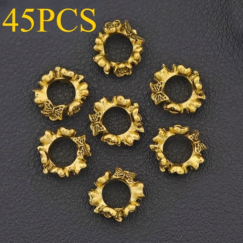 TEMU 45/130pcs Retro Style Exquisite Rose Design Spacer Beads, Antique Golden Fine Texture Carved Spacer Beads, Suitable For Accessories Such As Necklaces, Bracelets, Anklets, Holiday Gifts, Etc