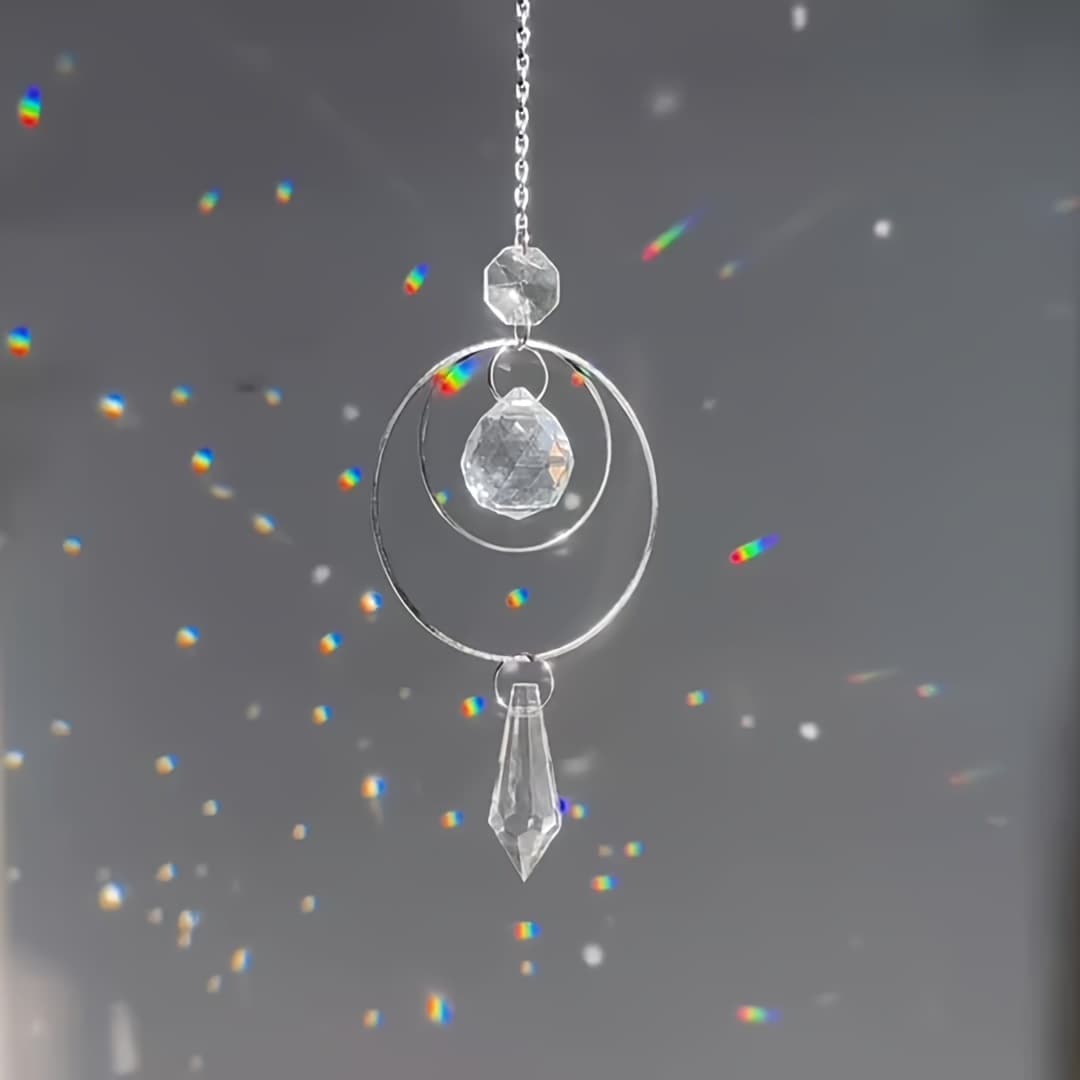 TEMU 1pc Colorful Crystals Suncatcher Hanging Sun With Chain Pendant Ornament Crystal Balls For Window Home Garden Christmas Day Party Wedding Decor
