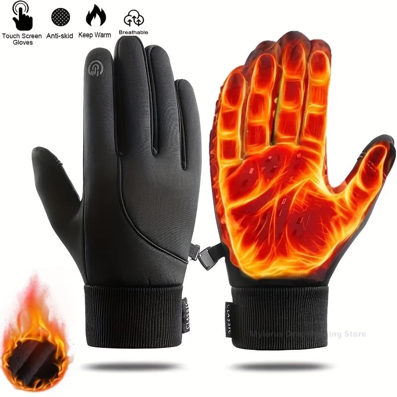 TEMU A Pair Of Cozy Touchscreen Winter Gloves With Plush Lining, Designed For And Wind Resistance. Ideal For Driving, Running, And Cycling, Making Them A Great Gift Love Outdoor Activities