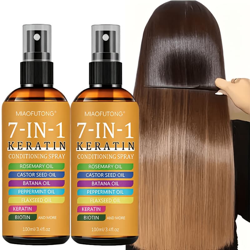 TEMU [2pcs]100ml 7-in-1 Keratin Hair Spray - Instantly Eliminates & . Lightweight Conditioner For All Hair Types. For , Instructions.