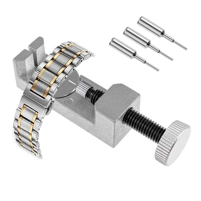 TEMU Silvery Metal Watch Band Strap Bracelet Link Pin Remover Tool Kit With 3pcs Needles, Adjustable Watch Repair Tool, No Power Required, Ideal Gift For Watch Enthusiasts