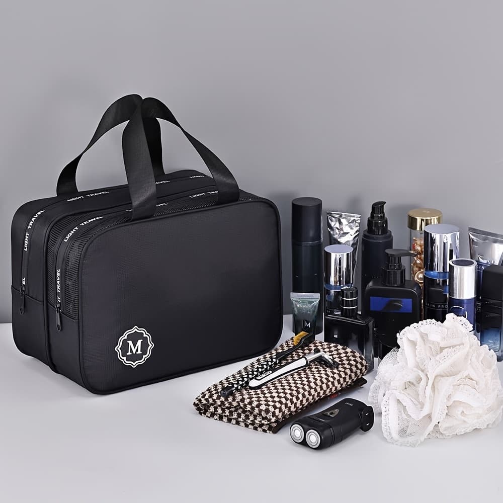 TEMU 1pc Dry Wet Separation Double-layer Men's Toiletry Bag, Travel Storage Bag, Portable Large Capacity Makeup Bag, Shaving And Toiletries Bag, Beauty Toiletry Bag