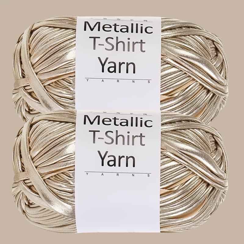 TEMU 2-, 200g, Metallic Tapes, Faux Leather Tapes Yarn, Suitable For Crochet And Knitting, Length 3/36 Yards, For Bags, Blankets, Pillows And Rugs - Unique Metallic Colors, Durable Polyester Fiber