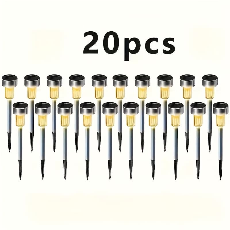 TEMU Buy 12 Get 8 Solar Stainless Steel Lawn Lights Record Lights Garden Garden Passage Light