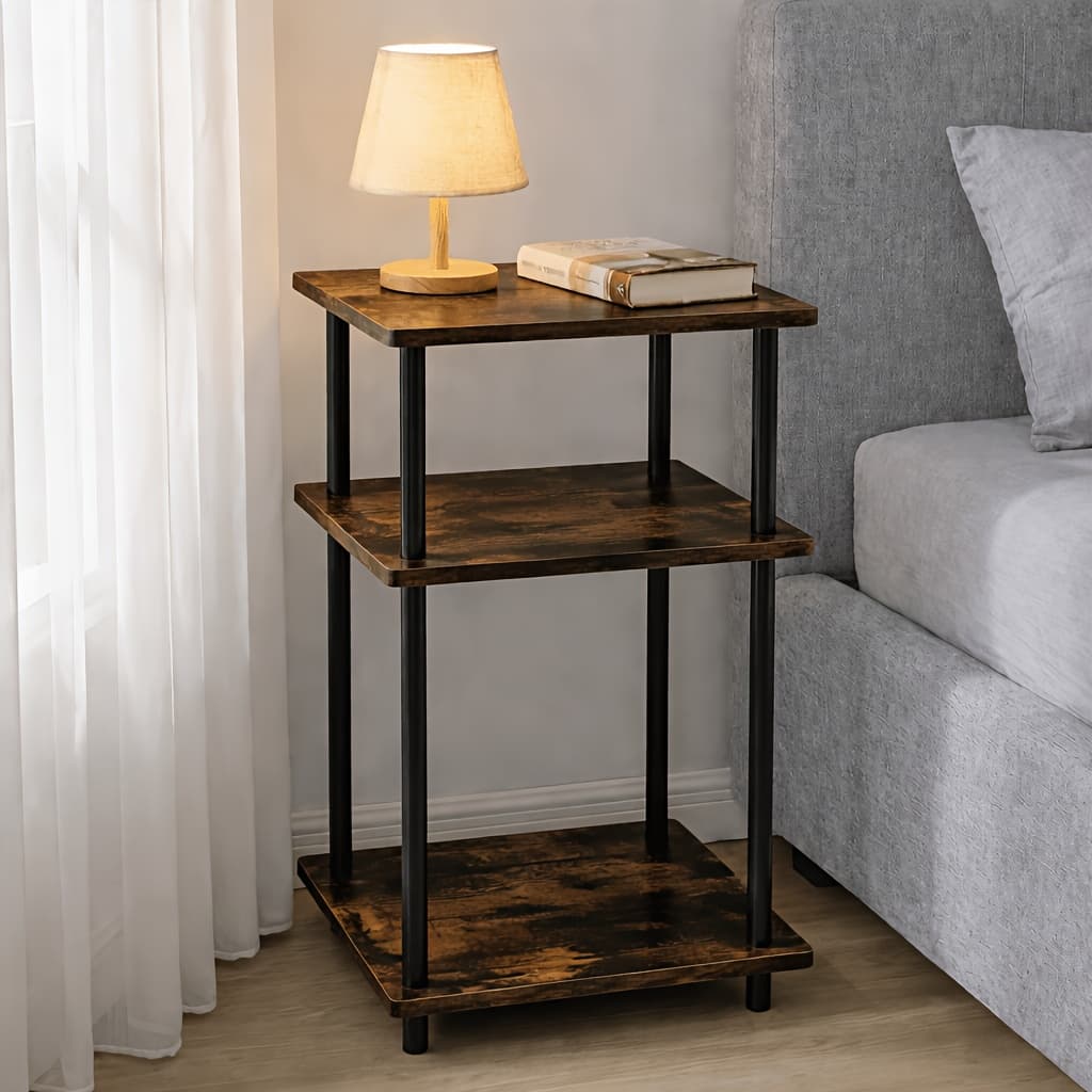 TEMU Three-tiered Side Table With A Sturdy Metal Support, Easy To Assemble. Suitable For Small Spaces, Kitchens, Bedrooms, Living Rooms, And Other Settings