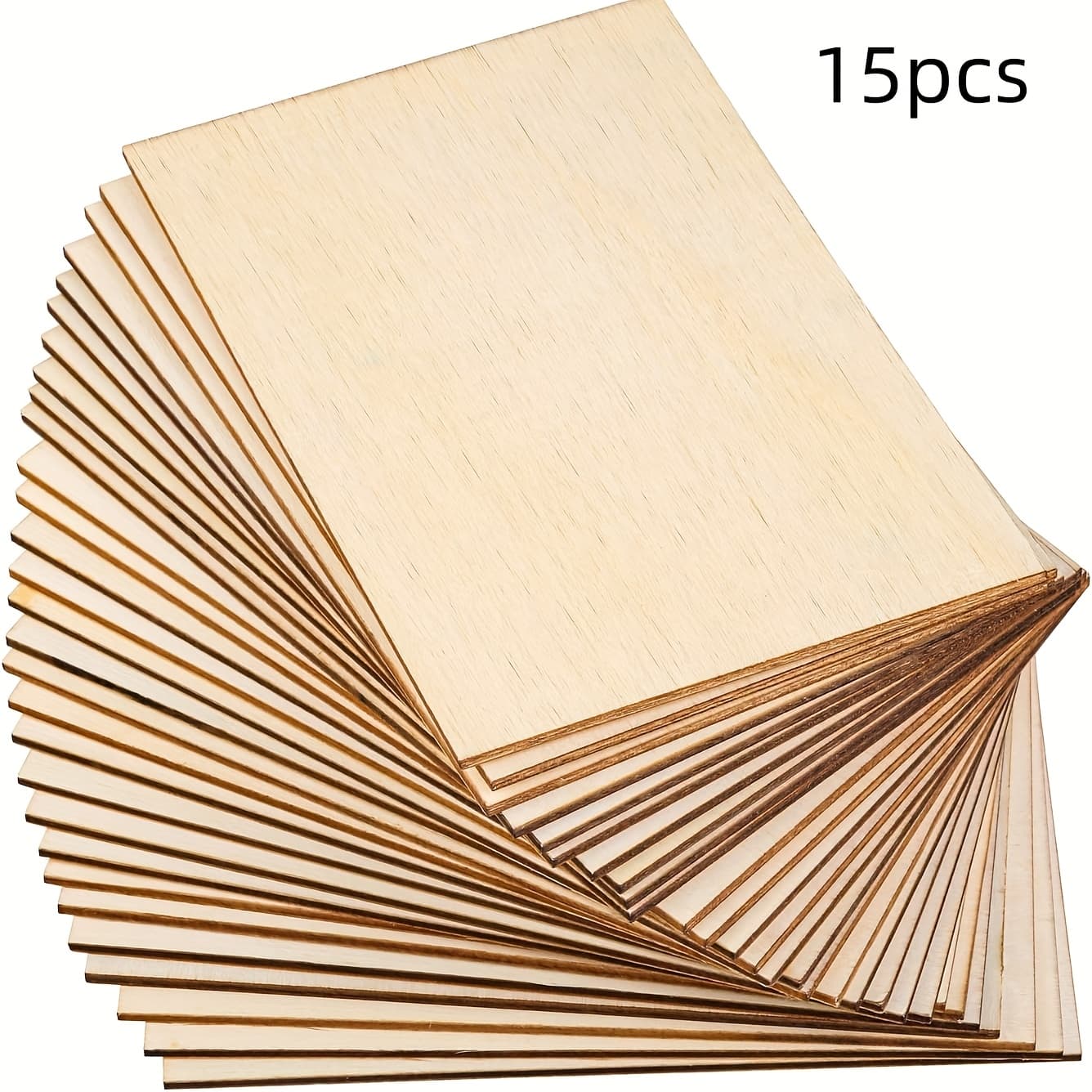TEMU 15 Pack Wood Sheets - Unfinished Wood Blanks, Thin Sheets Suitable For Diy Crafts, Model Making, House, Ship, Boat & School Projects - 150 100 2mm