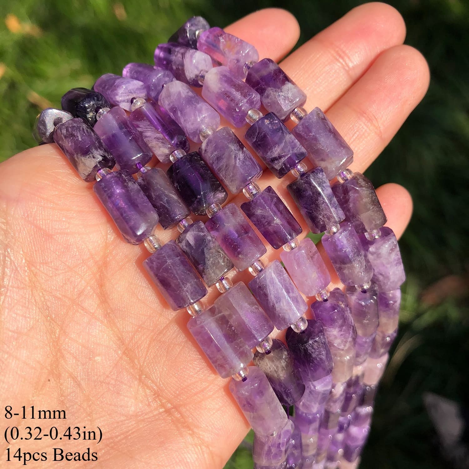 TEMU 8-11mm Natural Stone Amethyst Cylinder Shape Loose Spacer Beads For Charm Making Bracelet Necklace Festival Gift Accessories 7.5''