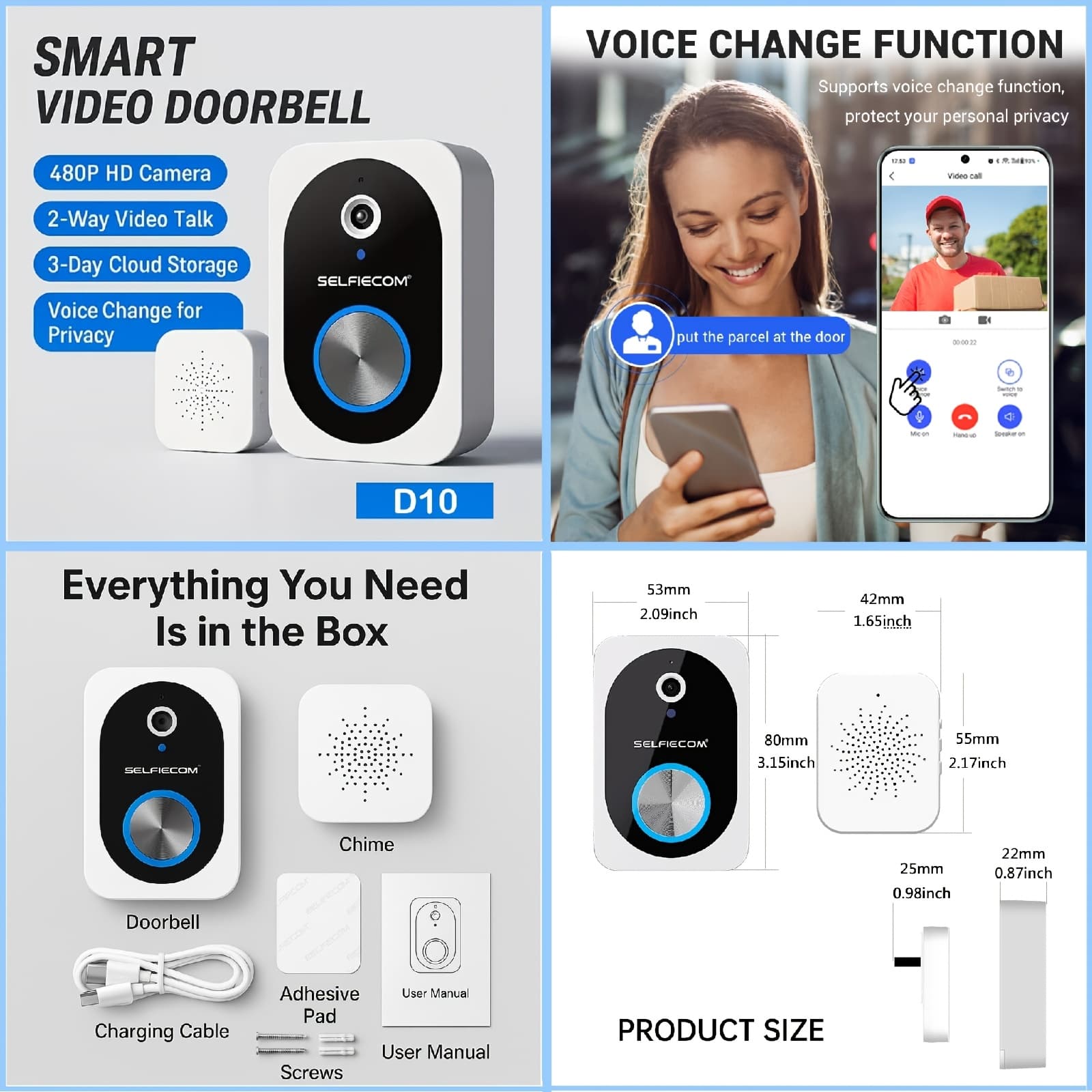 TEMU Special ! Smart Wireless Video Doorbell, Display Screen And Chime . Check The Sku Images And Choose According To Your Needs. 2-way Intercom, Night Vision, Large Battery, . Gift !