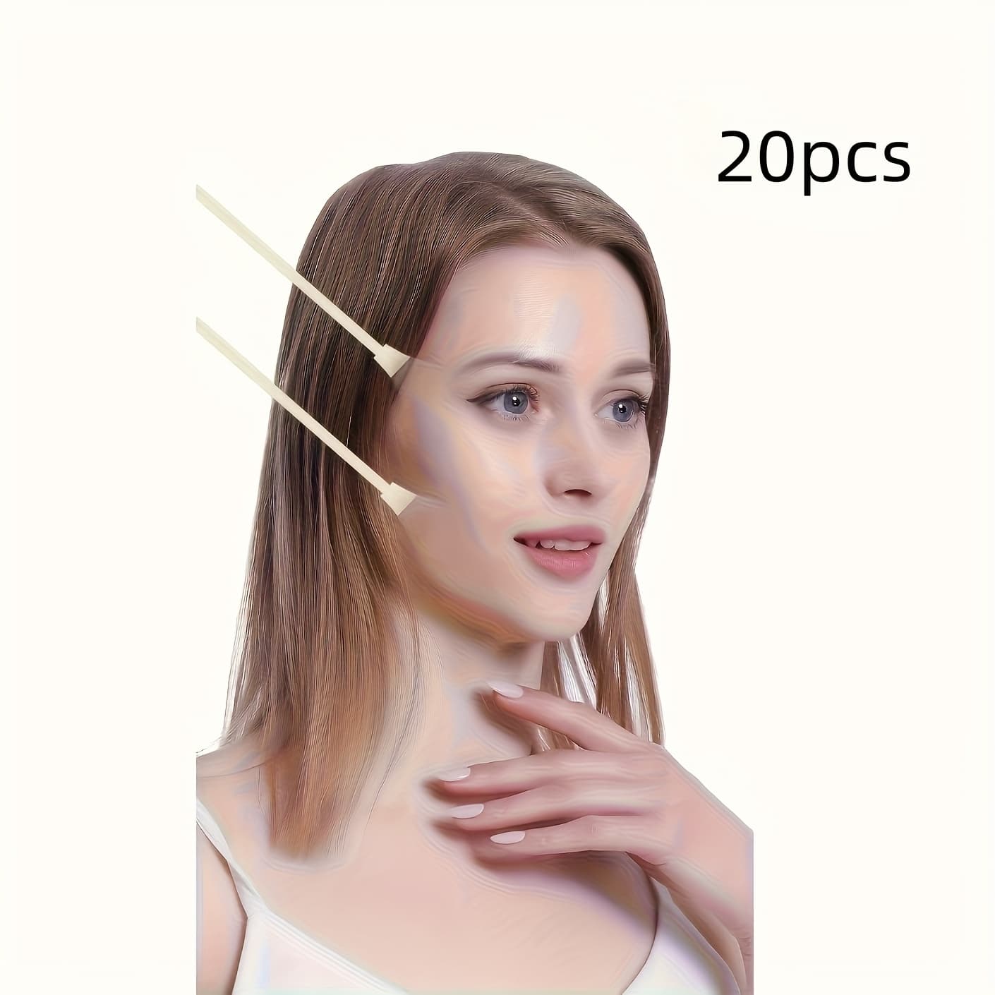 TEMU 20 Discreet Face Lift Tapes With 4 Adjustable Elastic Strips That Quickly Contour The Neck, Cheeks, And Chin; Reusable, Unscented, And In A Light Beige Color For Firming