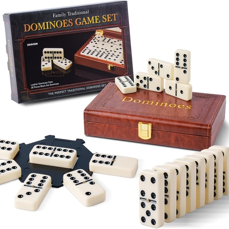 TEMU Dominoes Set - Extra Large - 28 Thick Dominoes, Deluxe Storage Box, Suitable For Family , Company Team Building, Parties, Tabletop Games