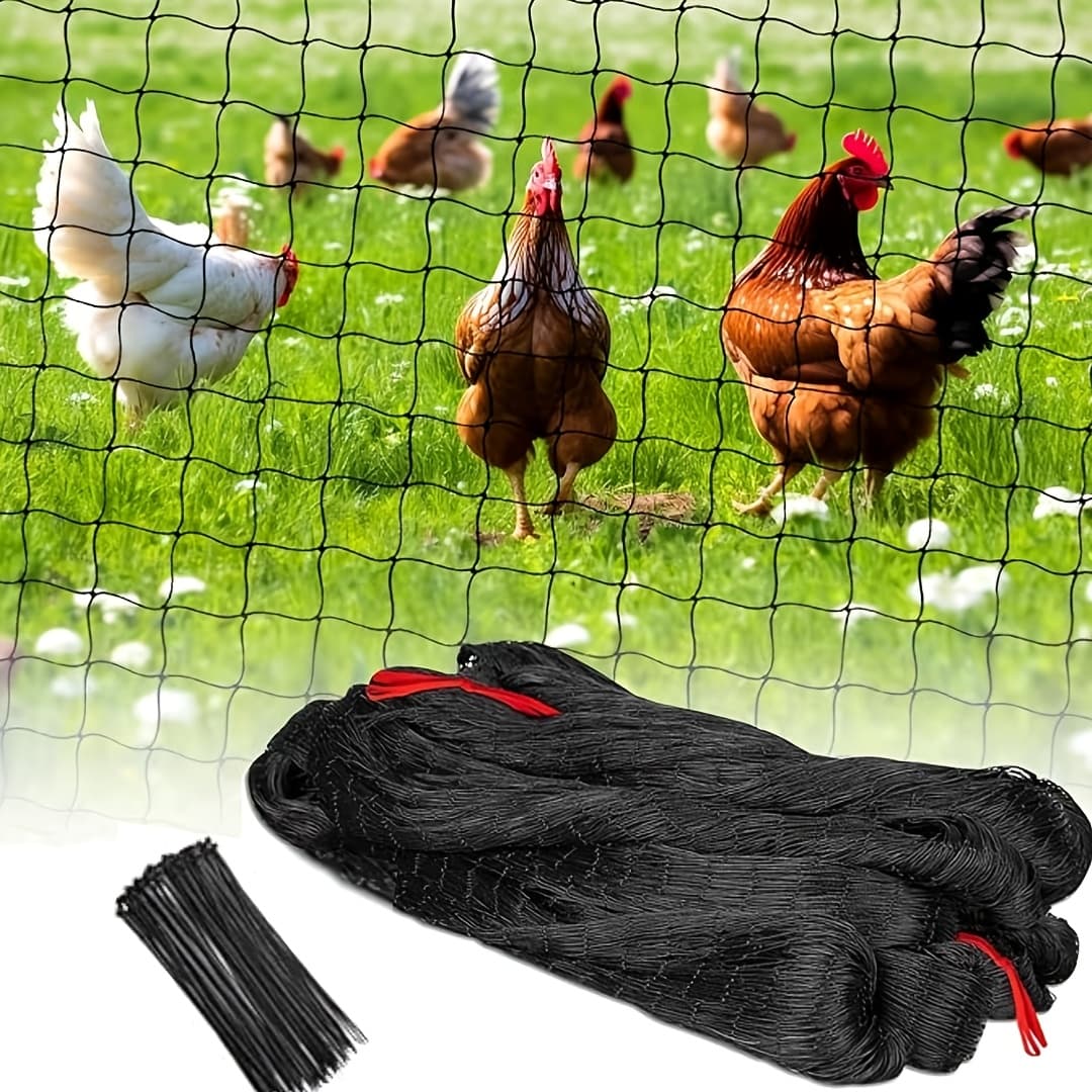 TEMU 50x50 Foot Square Net Poultry Net Eagle Net, 2.4-inch Heavy-duty Mesh, Poultry Net Birdhouse Net Garden Bird Net Chicken Coop Net Roof, With 100 Cable Ties For Fixation