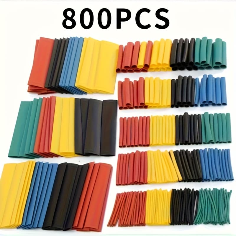 TEMU Assorted 800pcs Of 2:1 Heat Shrink Tubing For Electrical Wires, Including A Flame-retardant Cable Sleeve Measuring 45mm