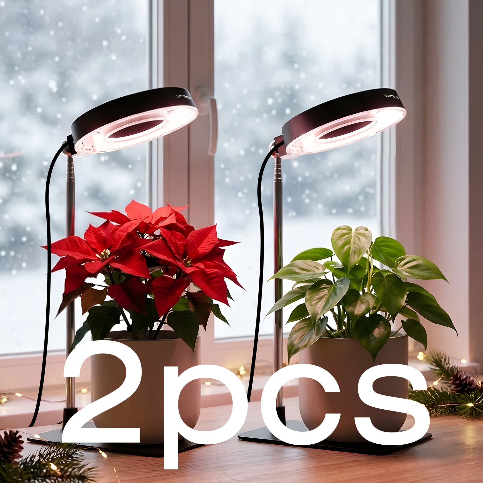 TEMU 2pcs Plant Grow Light, Full Sunlight Simulation, 720 Degree Rotatable Light Heads, , 4 Dimmable Levels, 3/6/ Auto Timer, Ideal For Indoor Plant Pots And Seedlings, Perfect For Plant Lovers