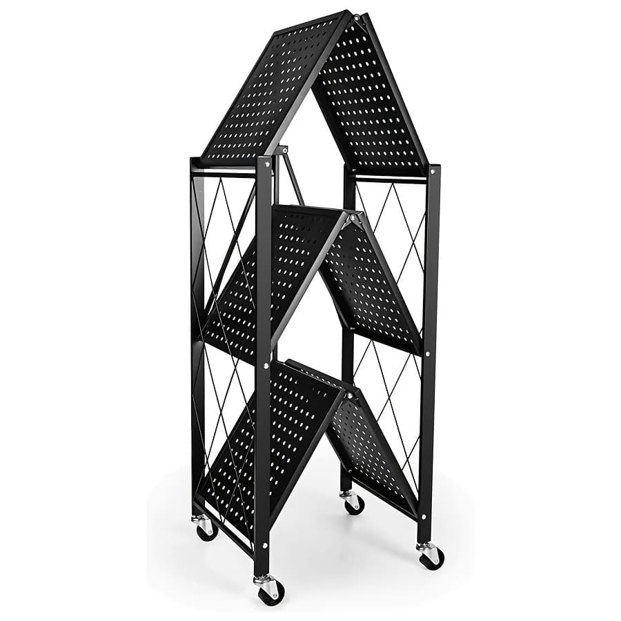 TEMU Office Bookshelf Shelving Unit, 3/4/5-tier Unassembled Storage Rack, With Wheeled Storage Shelves, Portable Floor-standing Versatile Miscellaneous Storage Rack