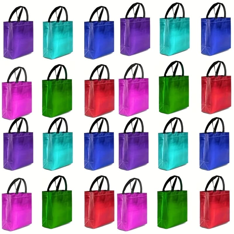 TEMU 24pcs Mixed Colors Gift Bags Reusable Gift Bags With A Glossy Finish - Perfect As Pink Goodie Bags Birthday Bags Party Favor Bags Blue Green Pearooster Blue Light Green Christmas