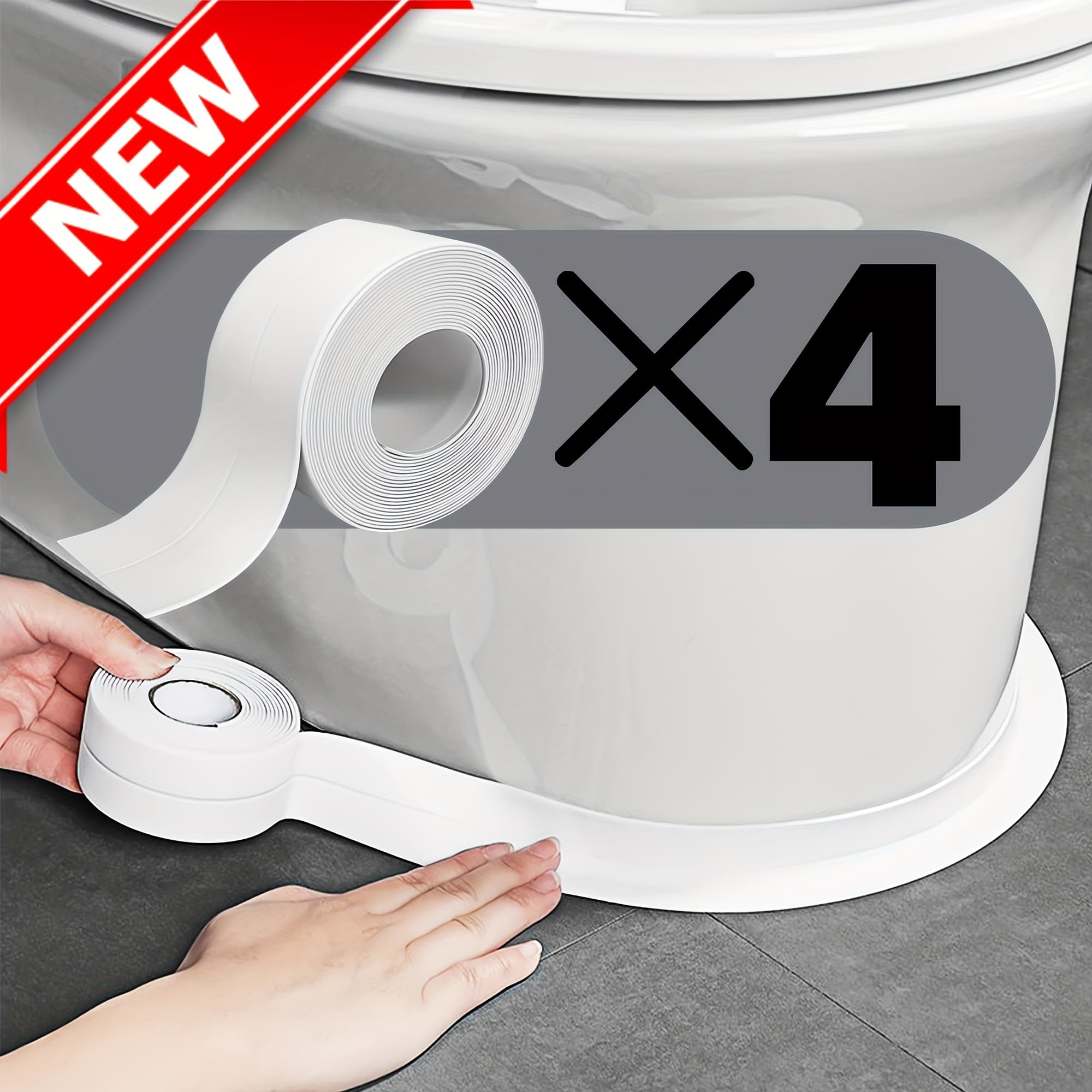 TEMU 4 Rolls Of Self-adhesive Tape | Waterproof Sealing For Sinks, Bathtubs And Countertops | Bright , Sealing Tape, Sealing Tape, Sealing Tape, Sealing Tape