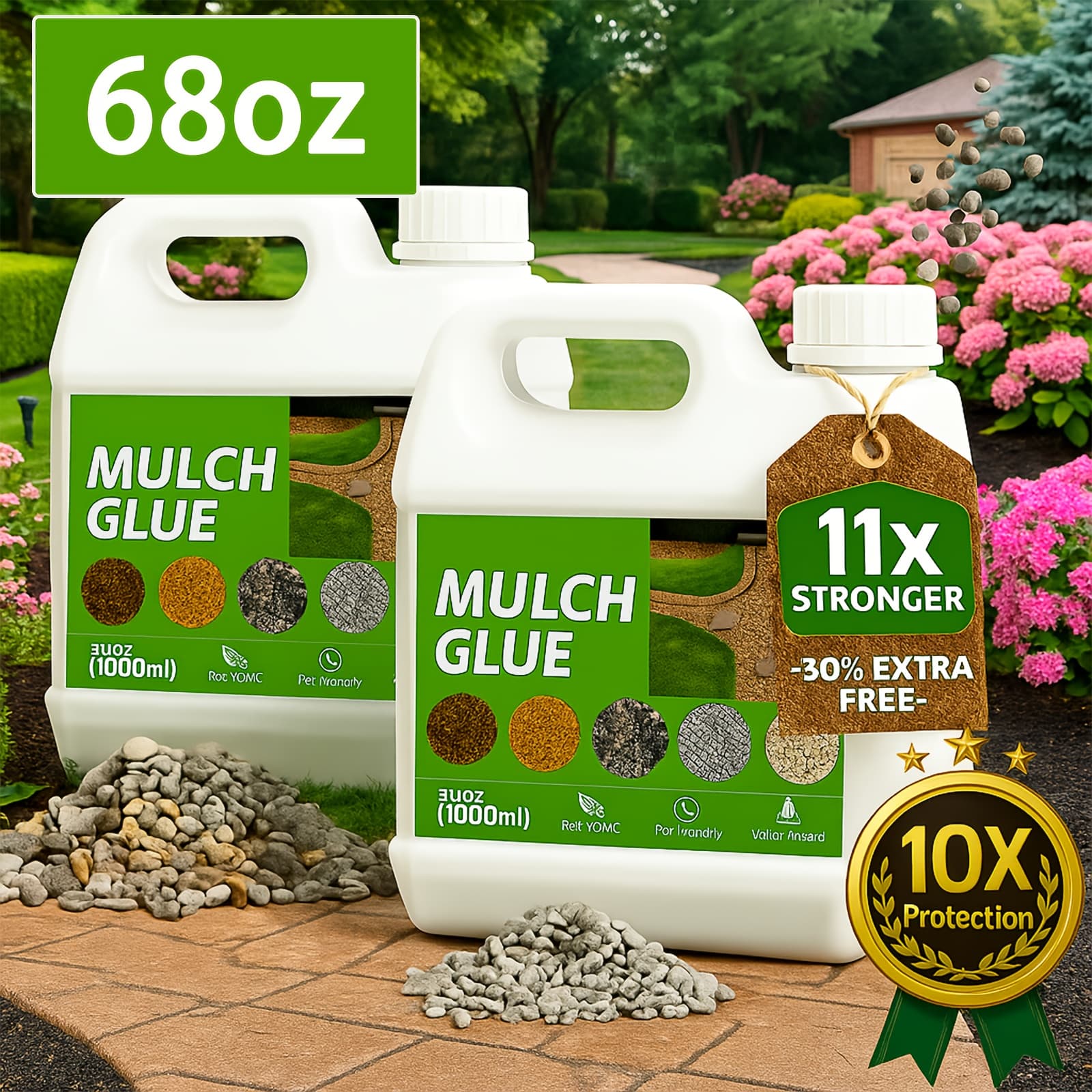 TEMU 68oz Mulch Adhesive For - Powerful Mulch Binding Adhesive For Concentrated And Gravel, Mixed With Water In A 1:2 Ratio, Safe For The Environment, Pea Gravel Adhesive