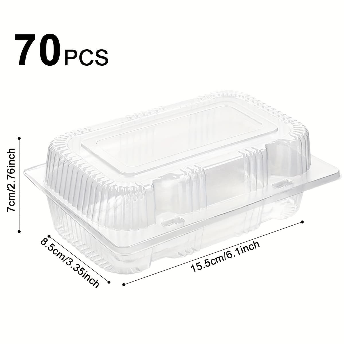 TEMU 70pcs Disposable Plastic 7.3 X 4.7 X 2.7in Transparent Suitable For Salad Sandwiches Hamburgers Camping Picnics Bakeries And Cafes Pastry Packaging Christmas And New Year's Day