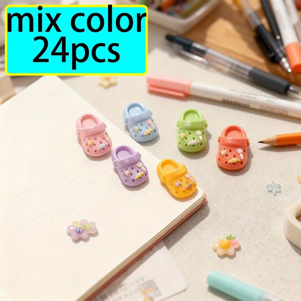 TEMU 24pcs 3d Textured Resin Cream | Cartoon Mixed Resin Cream Glue