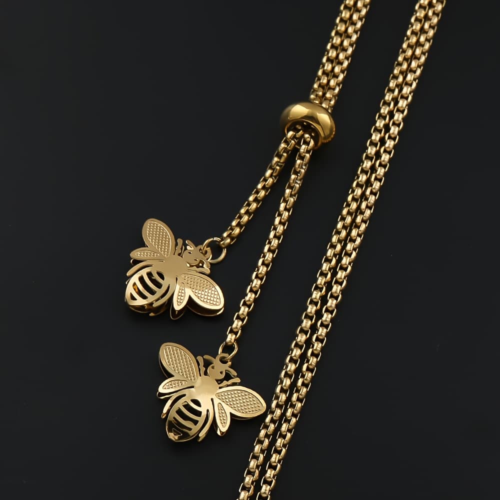 TEMU Stainless Steel Long Necklace For Women Golden Statement Necklace Jewelry N1525s03