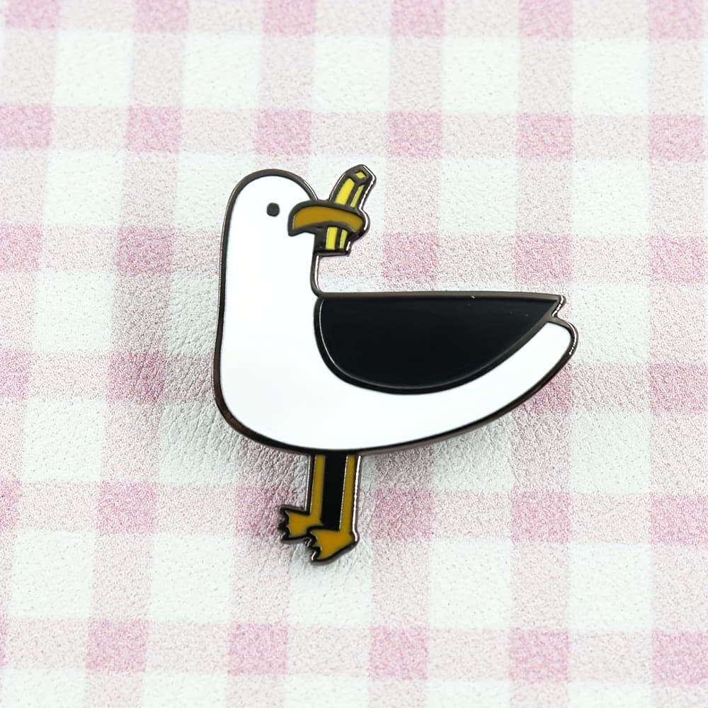 TEMU 1pc Animal Badge Cartoon Cute Seagull Brooch For Stealing , Used For Backpacks, Fashion Accessories, Clothing Decoration, Unique Gifts, Women's And Men's Backpacks, Jackets, Hats, And Pins
