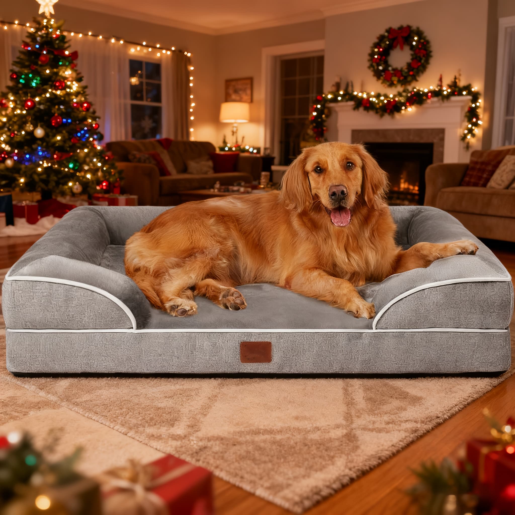TEMU Dog Bed For Extra Large Dogs - Washable Giant Bed, Dogs Couch Sofa With Washable Removable Cover, Pet Bed With Bottom, Grey