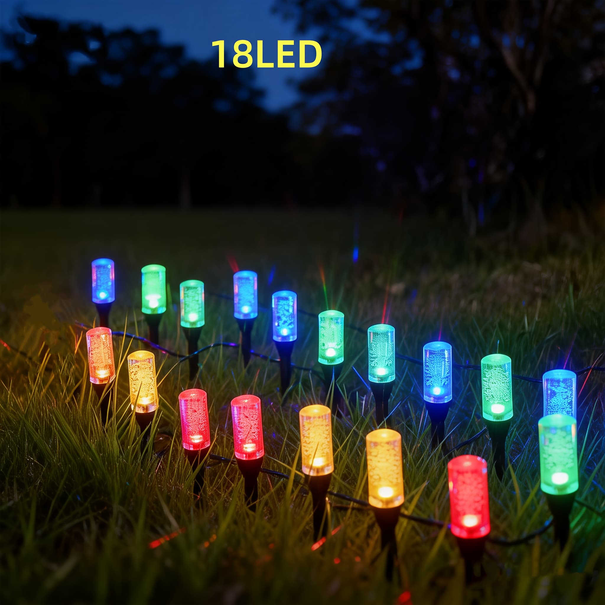 TEMU 18pcs Outdoor Solar Lights, Colorful Led Icicle Garden Stake Lights, Ip54, Landscape Lighting, Ideal For Courtyards, Lawns, Patios, Walkways, Fences, And Party Decorations (warm/white/rgb)