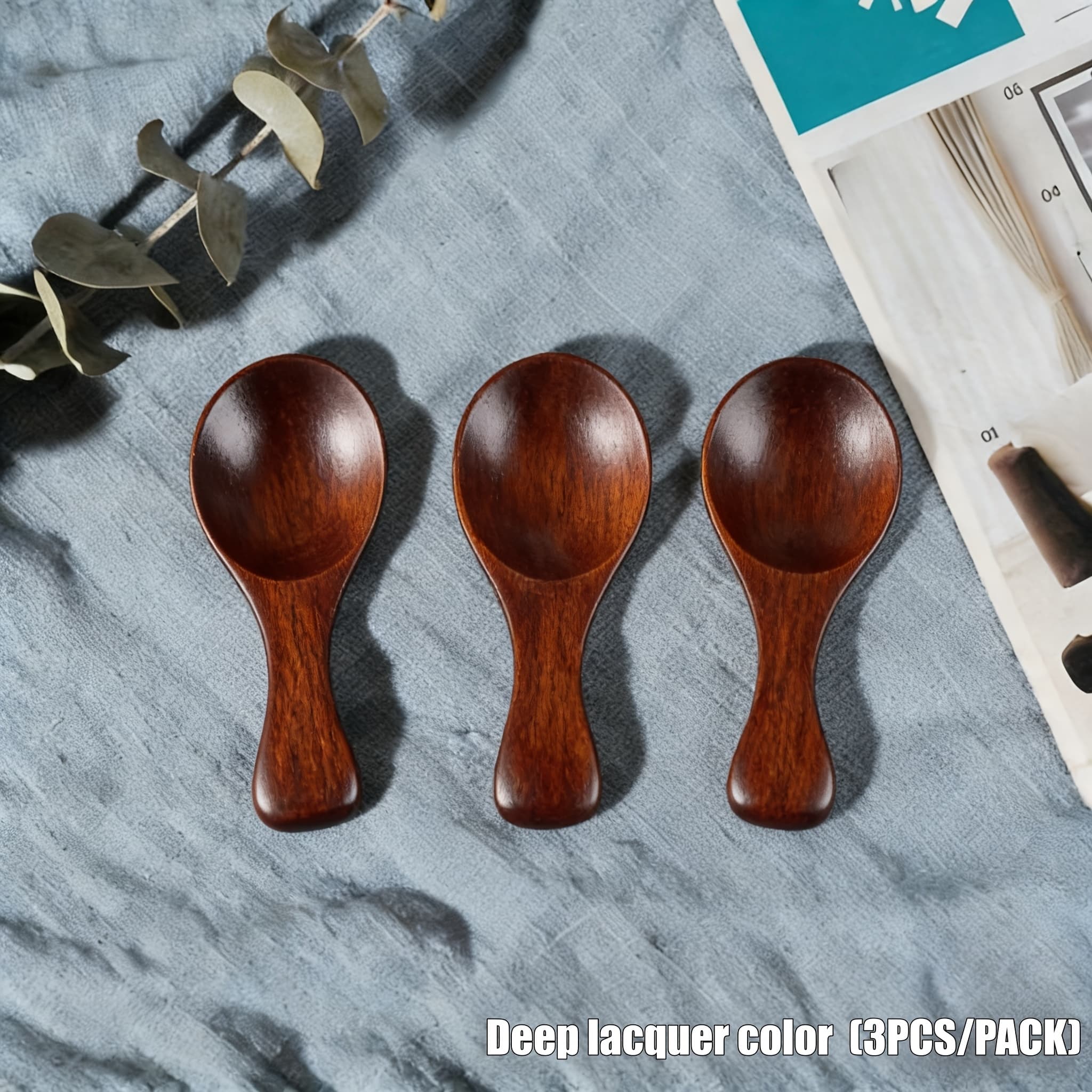 TEMU 3pcs Mini Wooden Spoon Creative Short Handled Small Wooden Spoon Milk Powder Spoon Coffee Spoon Seasoning Tea Bath Salt Spoon