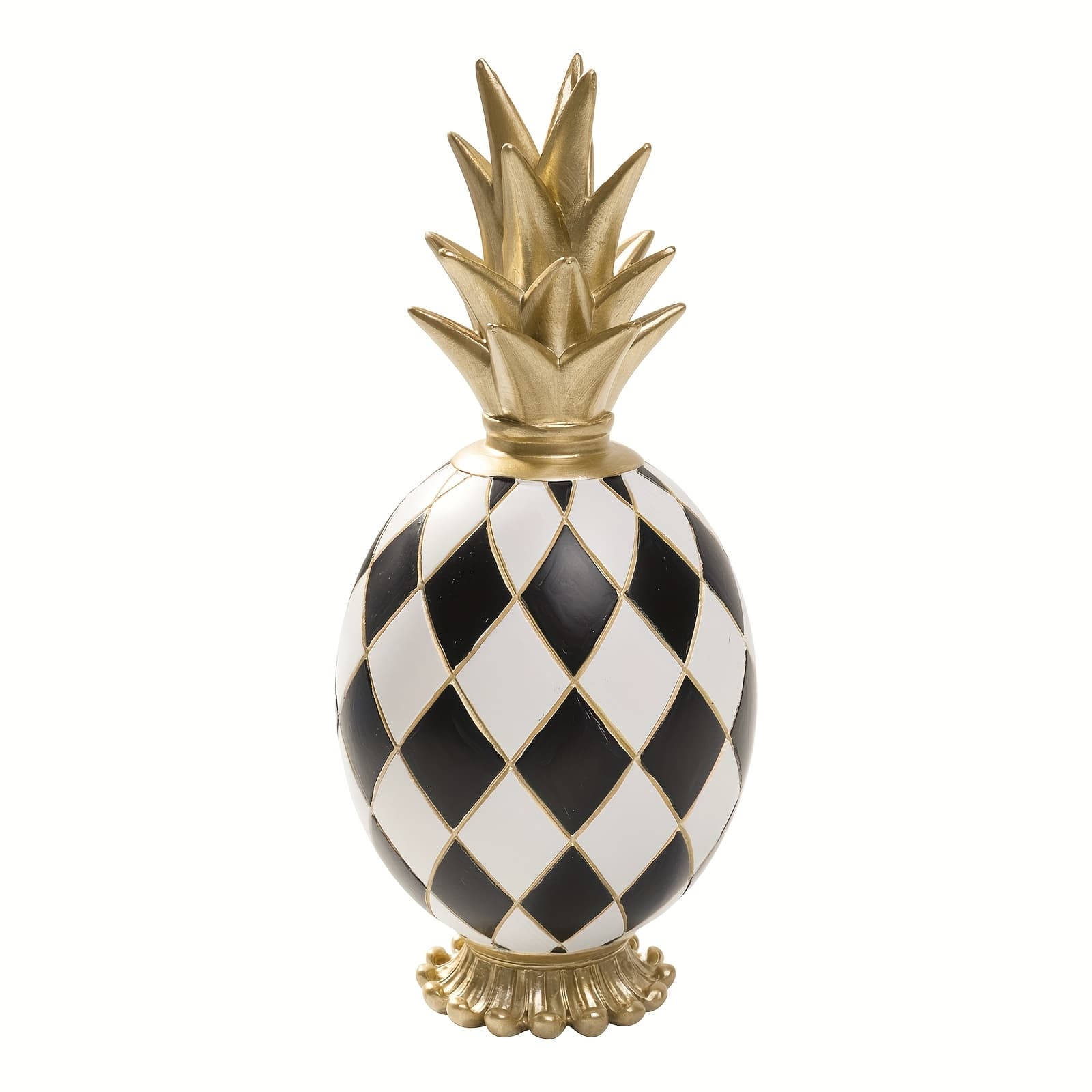TEMU Decorative Statues And Ornaments Of An 8.3-inch Pineapple, Featuring A Black And White Checkered Design, Ideal For Decor On Tables, Shelves, Desks, Mantels, Offices, And Kitchens