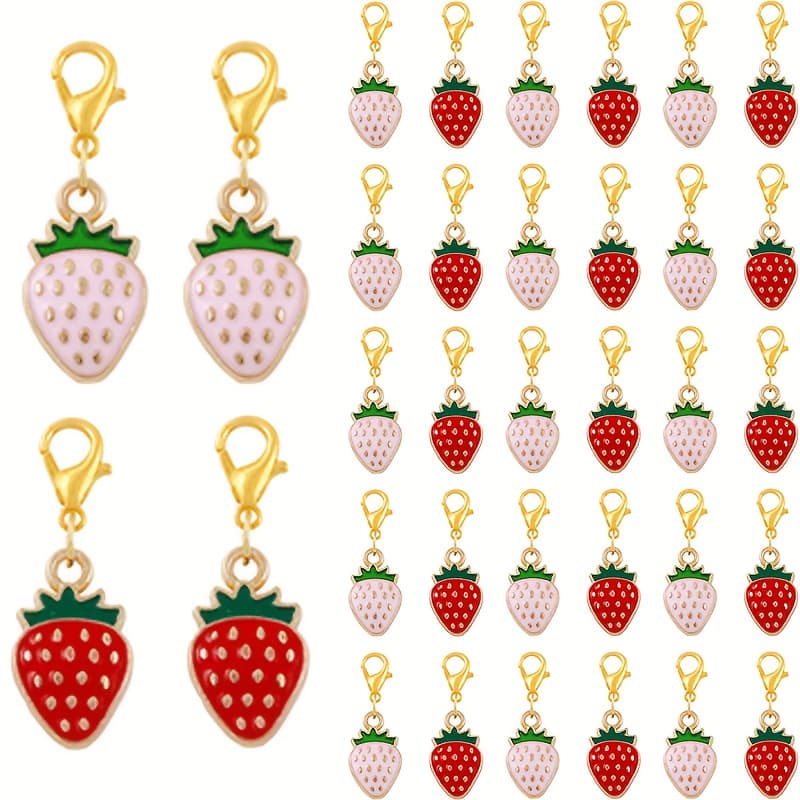 TEMU 30pcs Pink Strawberry Fruit Series Keychain Simulation Fruit Pendant Couple Best Friend Backpack Additions Gift Fashion Bag Pendant