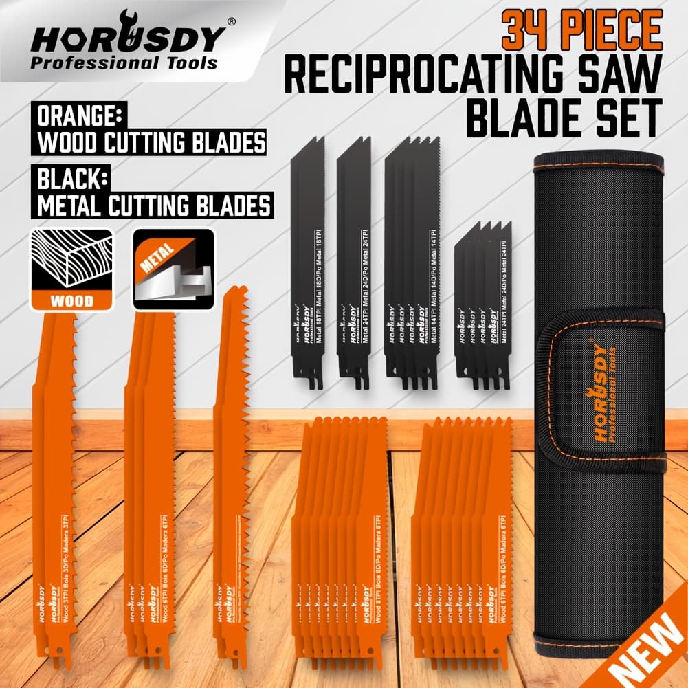 TEMU 34pcs Reciprocating Saw Blades Set Metal Wood Plastic Cutting Saw Blades Pruner Saw Blades