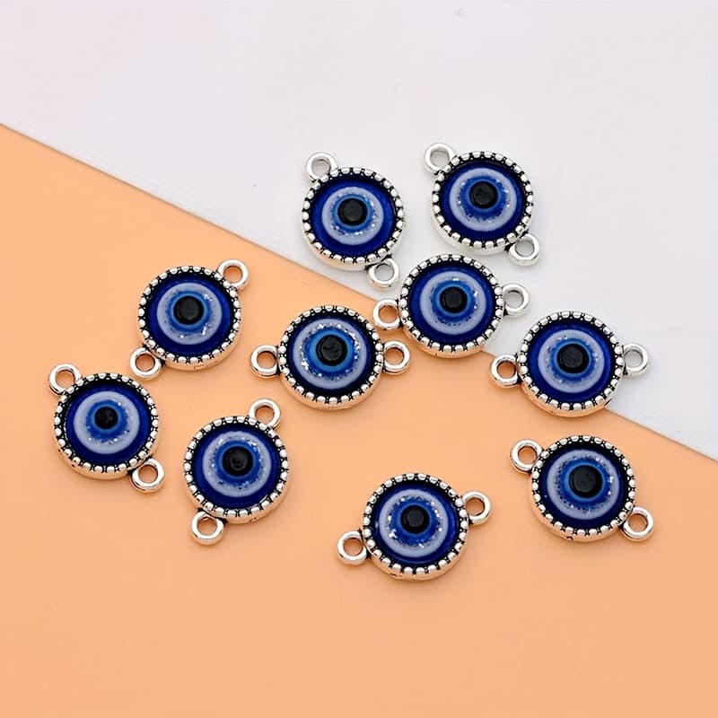 TEMU 10pcs/6pcs Hollow Ancient Silvery Royal Blue Eye Connector Charms Alloy Blue Eye Connector Pendants Charms For Jewelry Making Ideal For Bracelets And Necklaces Earrings Crafting Additions
