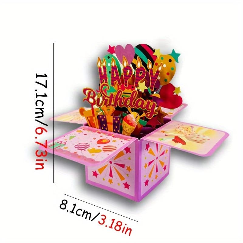 TEMU 3d Happy Birthday Laser-cut Paper Party Invitation Card With Pop-up Notes And Envelopes - And , Suitable For All Ages, Birthday Celebration | | Laser-cut Details, Birthday Party Supplies